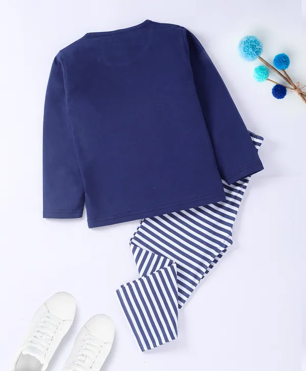 Kids_Premium_Cotton_Full_Sleeves_Typographic_Printed_Tshirt_&_Pyjama_Set_-_Navy_Blue