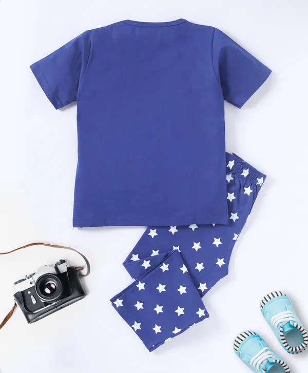 Kids_Premium_Cotton_Half_Sleeves_Printed_Tshirt_&_Pyjama_Set_-_Blue