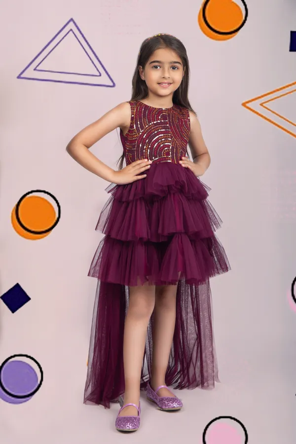 Wine_Premium_Quality_Dress_For_Kids_Girls