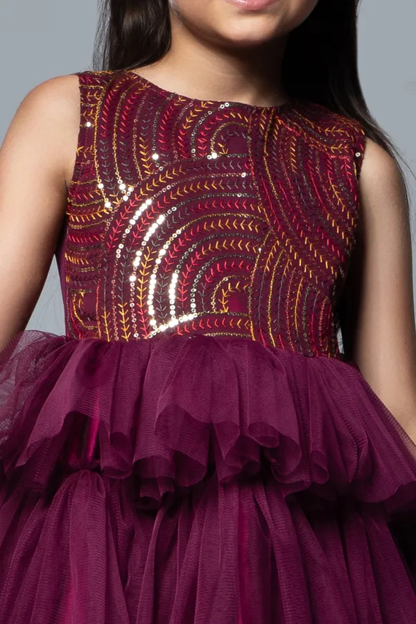 Wine_Premium_Quality_Dress_For_Kids_Girls