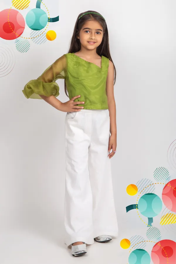 Green_&_White_Premium_Quality_Top_&_Pant_For_Kids_Girls