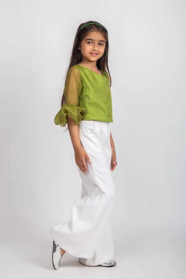 Green_&_White_Premium_Quality_Top_&_Pant_For_Kids_Girls