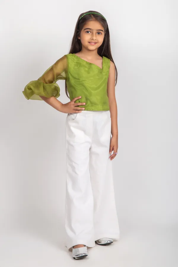 Green_&_White_Premium_Quality_Top_&_Pant_For_Kids_Girls