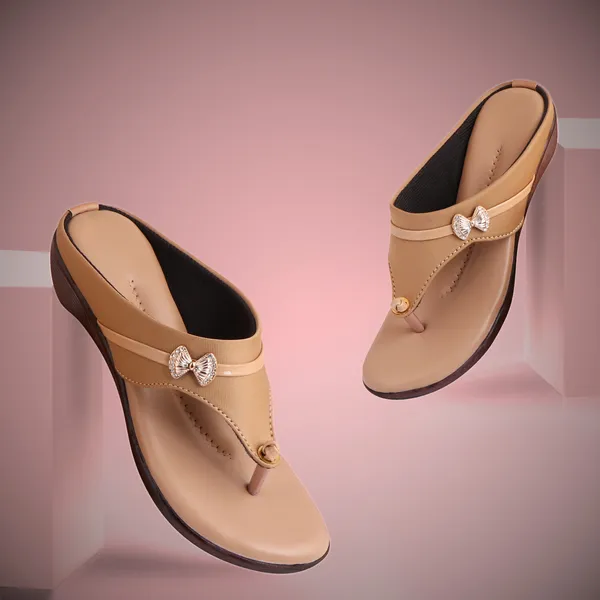 Acknew_Beige_Colour_Flat_Slipper_For_Women_&_Girls__|_Stylish_And_Comfortable_Casual_Sandal_|_Women's_Footwear_|Girls_Footwear