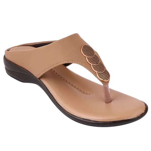 Acknew_Beige_Colour_Flat_Slipper_For_Women_&_Girls__|_Stylish_And_Comfortable_Casual_Sandal_|_Women's_Footwear_|Girls_Footwear
