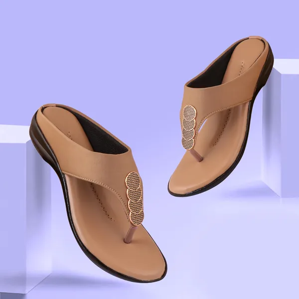 Acknew_Beige_Colour_Flat_Slipper_For_Women_&_Girls__|_Stylish_And_Comfortable_Casual_Sandal_|_Women's_Footwear_|Girls_Footwear