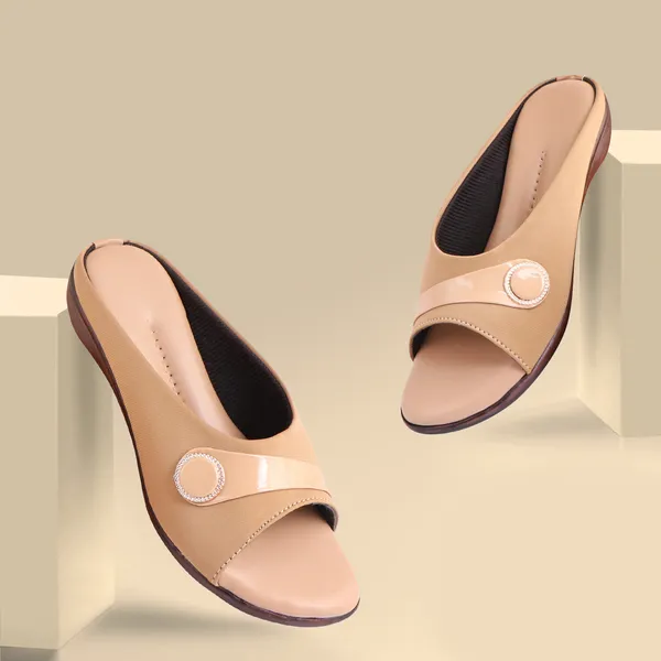 Acknew_Beige_Colour_Flat_Slipper_For_Women_&_Girls__|_Stylish_And_Comfortable_Casual_Sandal_|_Women's_Footwear_|Girls_Footwear