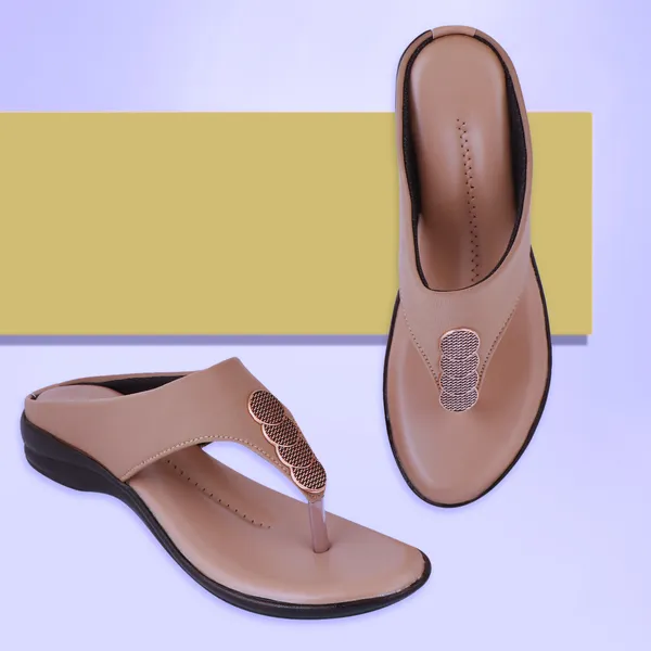 Acknew_Beige_Colour_Flat_Slipper_For_Women_&_Girls__|_Stylish_And_Comfortable_Casual_Sandal_|_Women's_Footwear_|Girls_Footwear