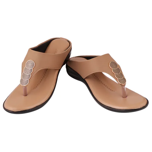 Acknew_Beige_Colour_Flat_Slipper_For_Women_&_Girls__|_Stylish_And_Comfortable_Casual_Sandal_|_Women's_Footwear_|Girls_Footwear