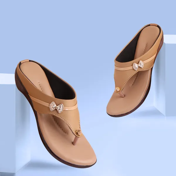 Acknew_Beige_Colour_Flat_Slipper_For_Women_&_Girls__|_Stylish_And_Comfortable_Casual_Sandal_|_Women's_Footwear_|Girls_Footwear