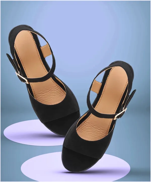 Acknew_Black_Colour_Women's_Fashion_Wedges_Sandal_|Synthetic_Leather,_Comfortable_&_Stylish_Wedges_|_Ideal_for_Casual_&_Formal_Occasions