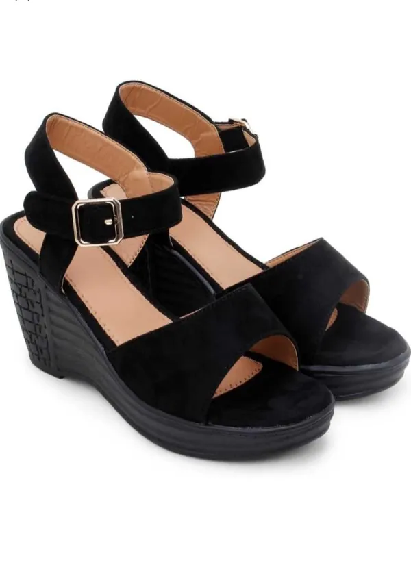 Acknew_Black_Colour_Women's_Fashion_Wedges_Sandal_|Synthetic_Leather,_Comfortable_&_Stylish_Wedges_|_Ideal_for_Casual_&_Formal_Occasions