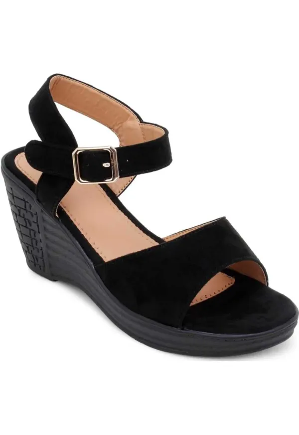 Acknew_Black_Colour_Women's_Fashion_Wedges_Sandal_|Synthetic_Leather,_Comfortable_&_Stylish_Wedges_|_Ideal_for_Casual_&_Formal_Occasions