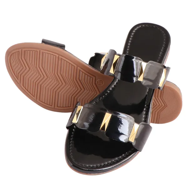 Acknew_Black_Style__Women_Synthetic_Flat_Sandals_With_Golden_Colour_Shades_|Casual_&_Formal_Sandals_|_Slippers_Comfortable_&_Durable_|_For_Daily_&_Occasion_Wear