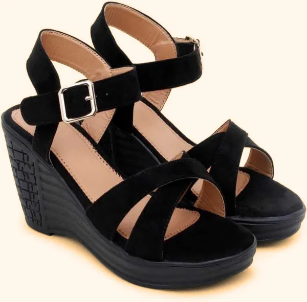 Acknew_Black__Women's_Fashion_Wedges_Sandal_|Synthetic_Leather,_Comfortable_&_Stylish_Wedges_|_Ideal_for_Casual_&_Formal_Occasions