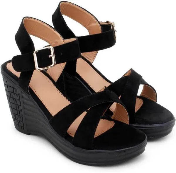 Acknew_Black__Women's_Fashion_Wedges_Sandal_|Synthetic_Leather,_Comfortable_&_Stylish_Wedges_|_Ideal_for_Casual_&_Formal_Occasions