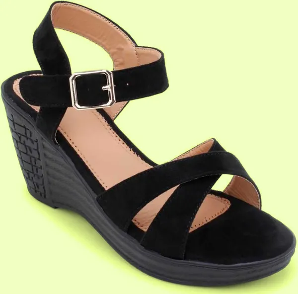 Acknew_Black__Women's_Fashion_Wedges_Sandal_|Synthetic_Leather,_Comfortable_&_Stylish_Wedges_|_Ideal_for_Casual_&_Formal_Occasions