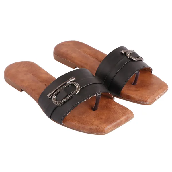 Acknew_Black_&_Brown_Colour_Ankle_Strap_Flat_Sandals_For_Woman_&_Girls_|_Stylish_And_Comfortable_Casual_Sandal_|_Women's_&_Girls_Footwear_|_Flats_For_Women_&_Girls_Daily_Use_|_Soft_Sandals_For_Women