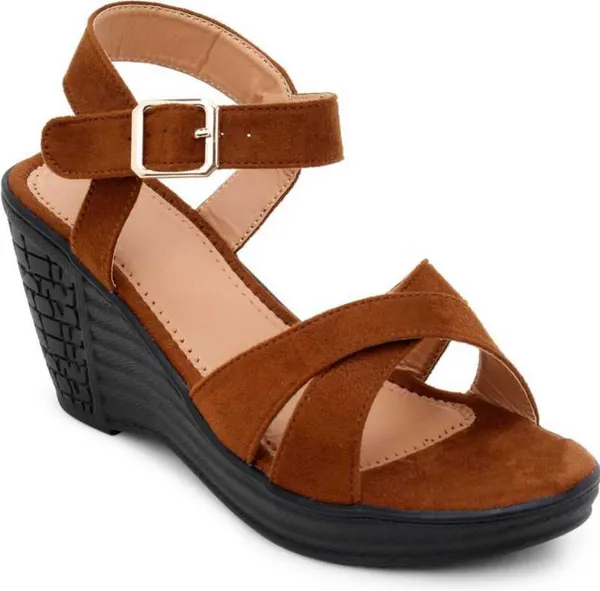 Acknew_Brown_Colour__Women's_Fashion_Wedges_Sandal_|Synthetic_Leather,_Comfortable_&_Stylish_Wedges_|_Ideal_for_Casual_&_Formal_Occasions