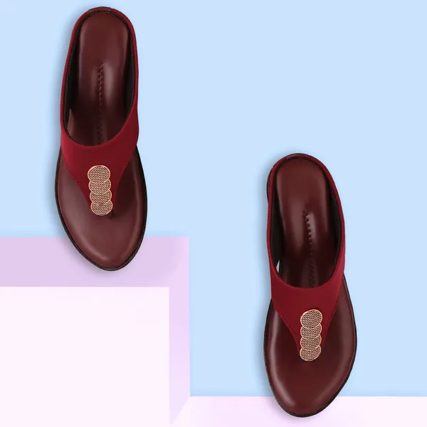 Acknew_Cherry_Colour_Flat_Slipper_For_Women_&_Girls__|_Stylish_And_Comfortable_Casual_Sandal_|_Women's_Footwear_|Girls_Footwear