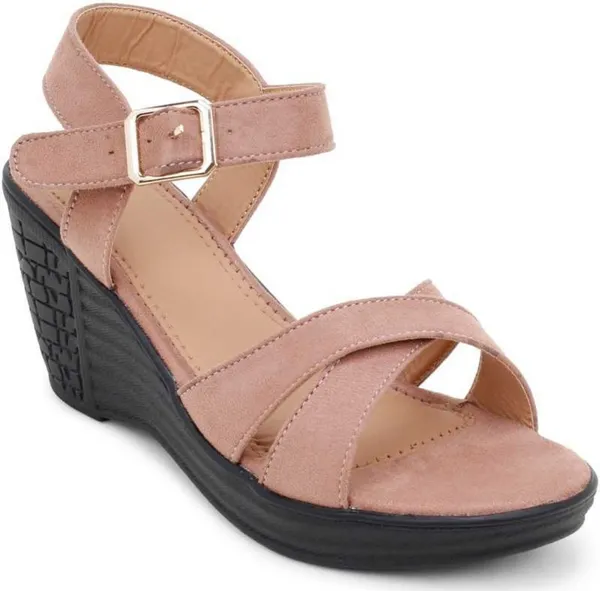 Acknew_Pink_Colour__Women's_Fashion_Wedges_Sandal_|Synthetic_Leather,_Comfortable_&_Stylish_Wedges_|_Ideal_for_Casual_&_Formal_Occasions