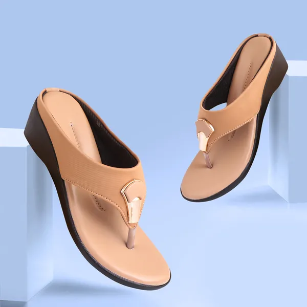 Beige__Premium_Synthetic_Mid_Heel_Sandal_For_Women_&_Girls