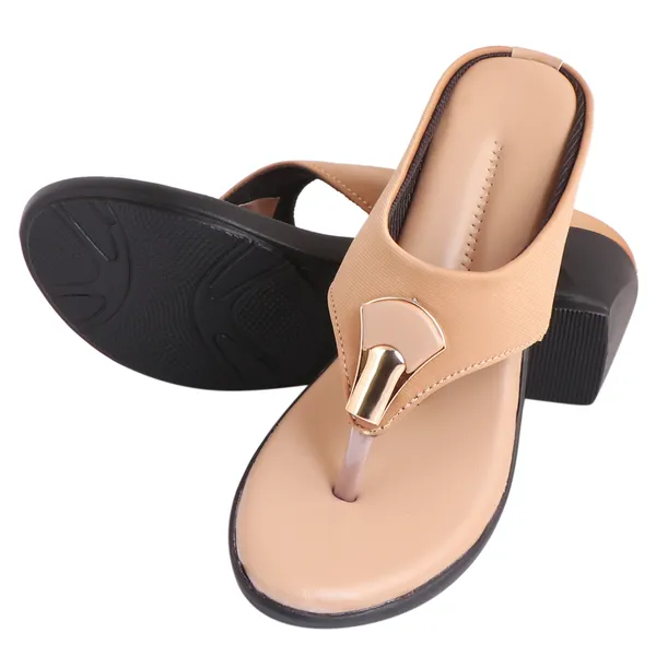 Beige__Premium_Synthetic_Mid_Heel_Sandal_For_Women_&_Girls