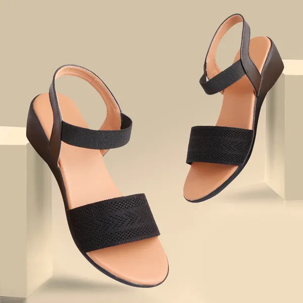 Black_Premium_Synthetic_Low_Heel_Sandals_For_Women's_&_Girls
