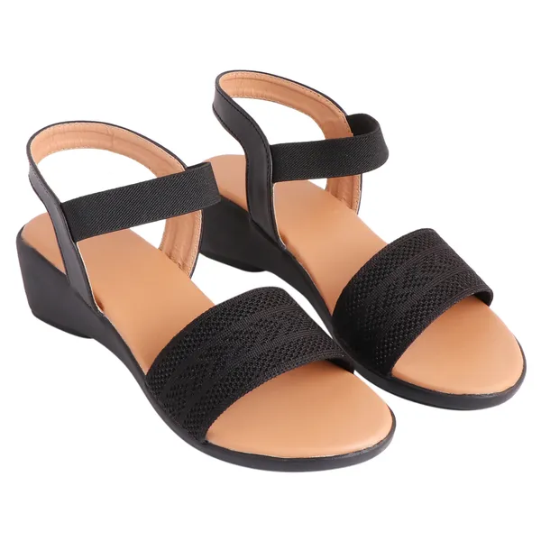 Black_Premium_Synthetic_Low_Heel_Sandals_For_Women's_&_Girls
