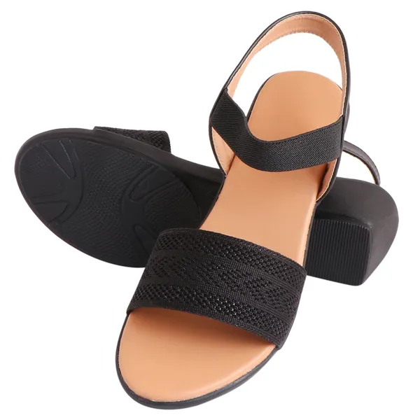 Black_Premium_Synthetic_Low_Heel_Sandals_For_Women's_&_Girls