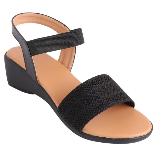 Black_Premium_Synthetic_Low_Heel_Sandals_For_Women's_&_Girls