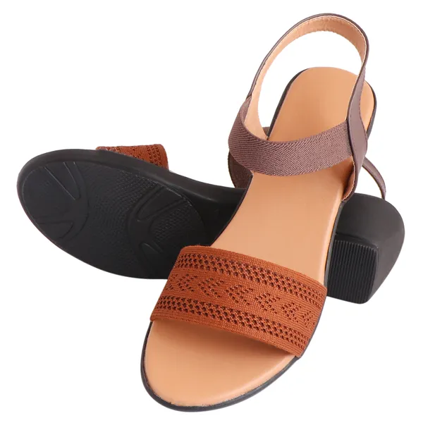 Brown_Premium_Synthetic_Low_Heel_Sandals_For_Women's_&_Girls