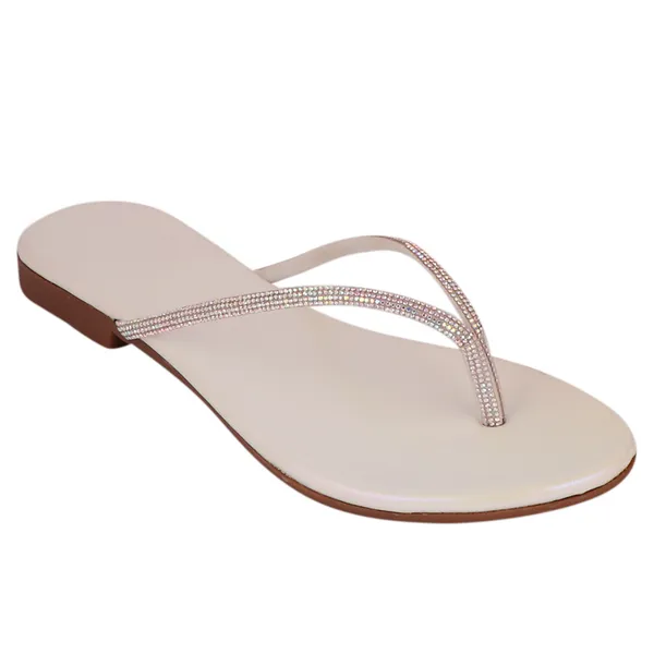 White_Premium_Synthetic_Flat_Sandal_For_Women