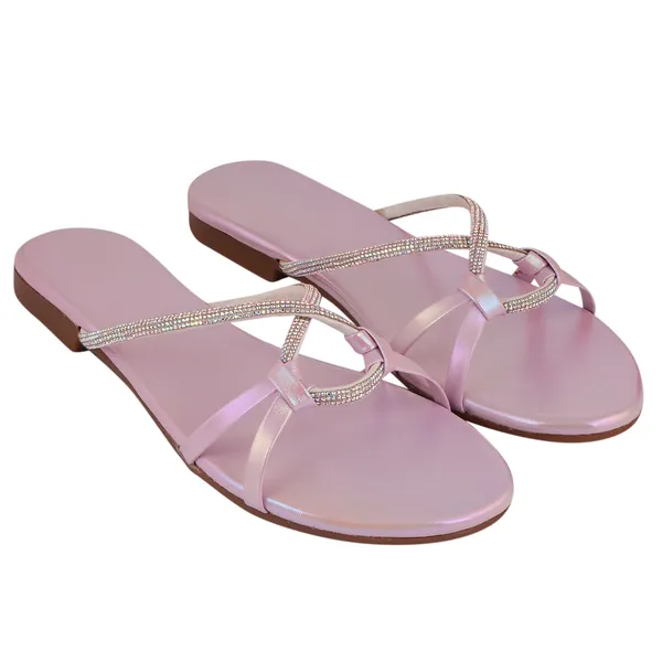 Pink_Premium_Synthetic_Flat_Sandal_For_Women