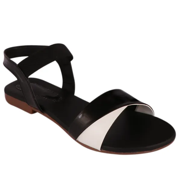 Black_&_White_Premium_Synthetic_Flat_Sandal_For_Women