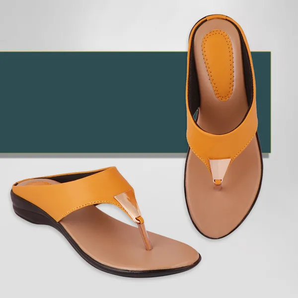 Yellow_Premium_Synthetic_Low_Heel_Sandal_For_Women