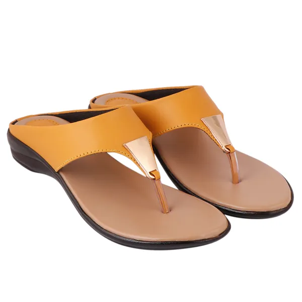 Yellow_Premium_Synthetic_Low_Heel_Sandal_For_Women