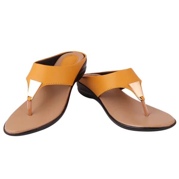 Yellow_Premium_Synthetic_Low_Heel_Sandal_For_Women