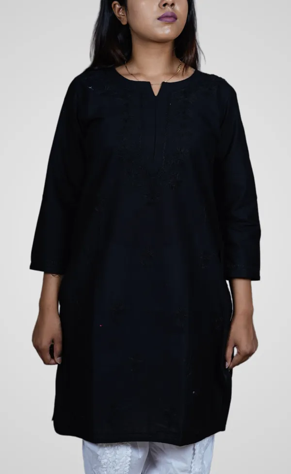 Black_Cotton_Premium_Short_Kurti_For_Women