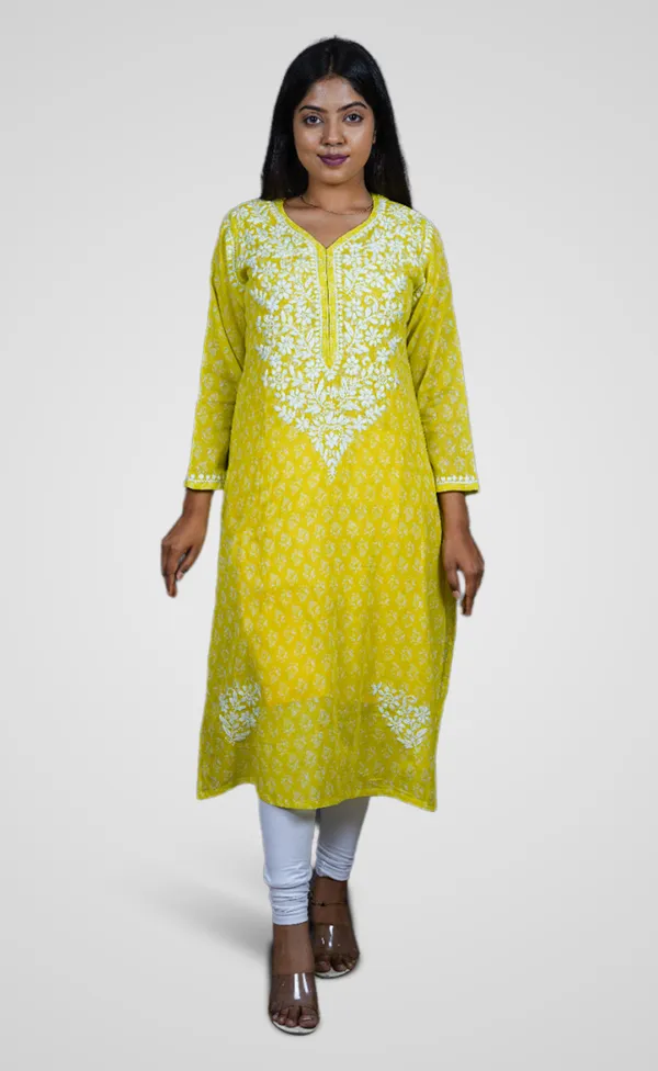 Parrot_Green_Rayon_Premium_Long_Kurti_For_Women