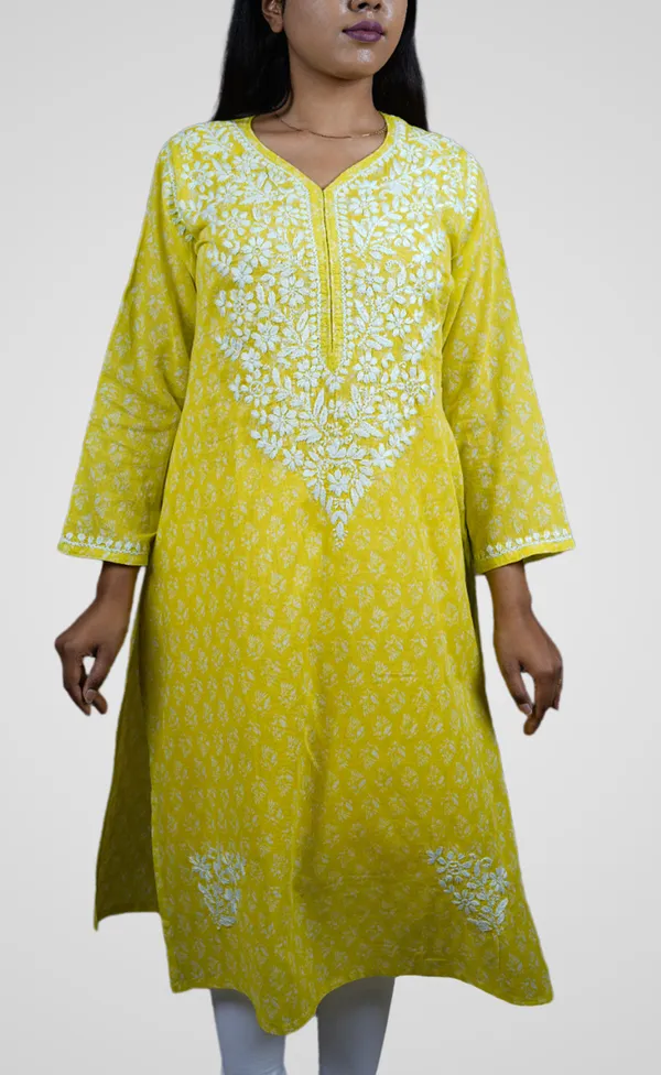Parrot_Green_Rayon_Premium_Long_Kurti_For_Women