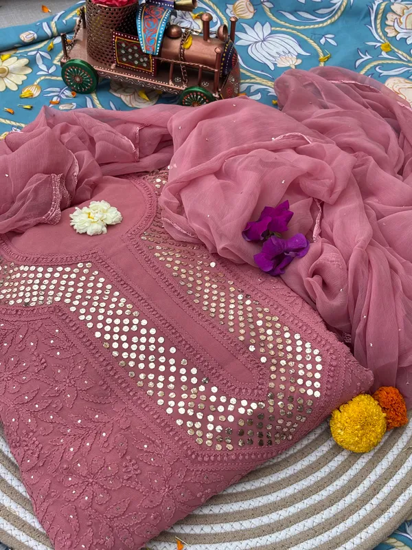 Unstitched_mauve_chikankari_pure_geogette_kurta_set