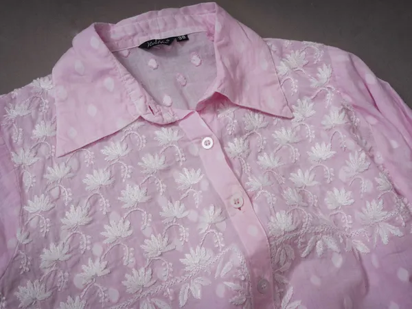 Pink_Ombre_Full_Sleeves_Chikankari_Pure_cotton_Short_Kurti_NF1035