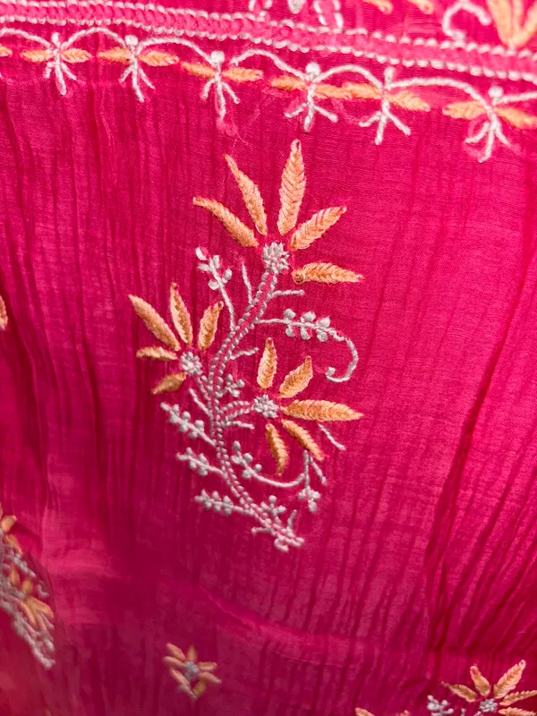 Pure_Fushsia_pink_Mul_Chanderi_chikankari_suit