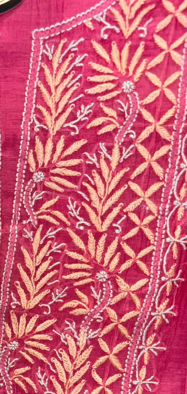 Pure_Fushsia_pink_Mul_Chanderi_chikankari_suit