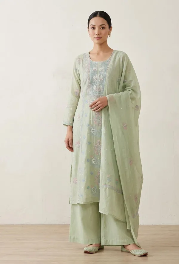 Pure_light_green_mul_chikankari_kurta_set