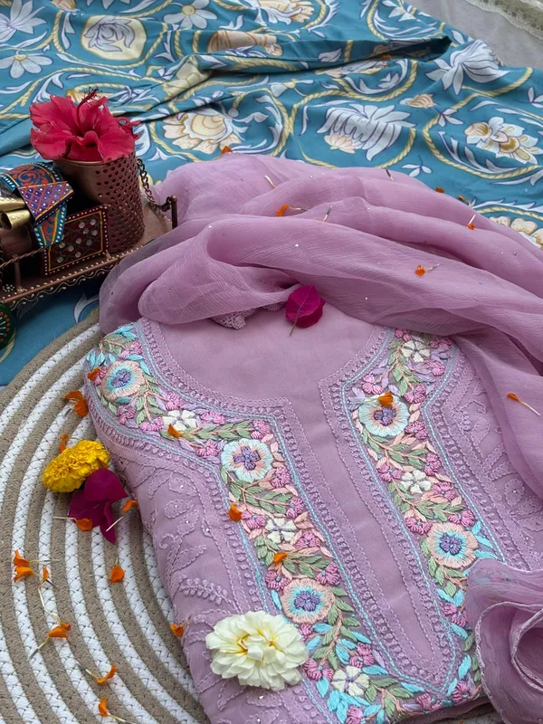 Unstitched_Parsi_neckline_Chikankari_kurta_set_dusty_lavender