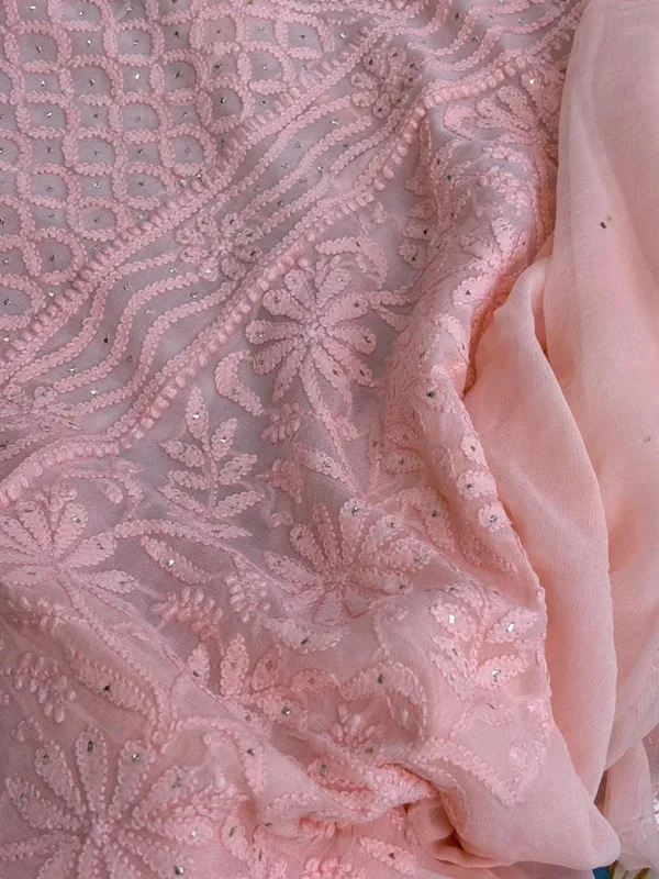 Unstitched_light_peach_geogette_kurta_set