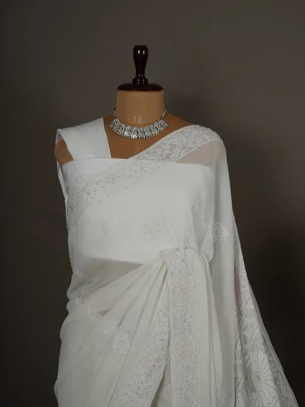 White_dyeable_pure_georgette_chikankari_saree_NF5011