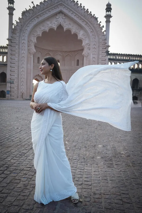 White_dyeable_pure_georgette_chikankari_saree_NF5006